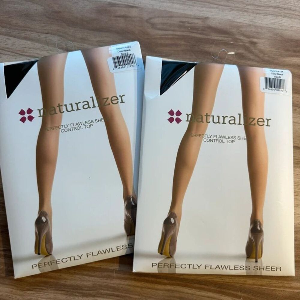Naturalizer Perfectly Flawless Sheer Control Top Pantyhose Black SizeB 2Pairs